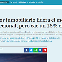 El sector inmobiliario lidera el mercado transaccional, pero cae un 28% en 2021